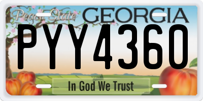 GA license plate PYY4360