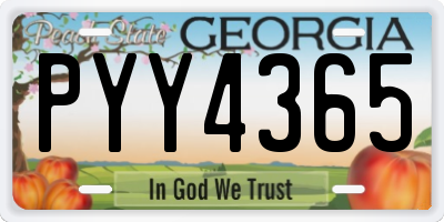 GA license plate PYY4365