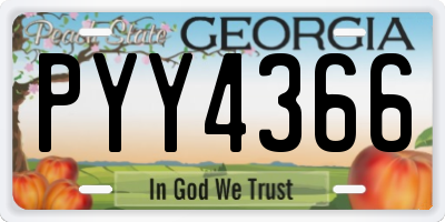 GA license plate PYY4366