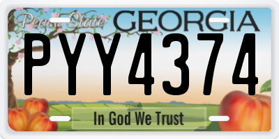 GA license plate PYY4374
