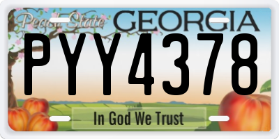 GA license plate PYY4378