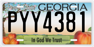 GA license plate PYY4381
