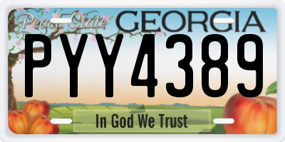 GA license plate PYY4389