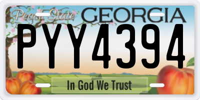 GA license plate PYY4394