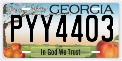 GA license plate PYY4403