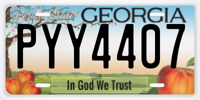 GA license plate PYY4407