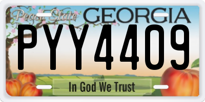 GA license plate PYY4409