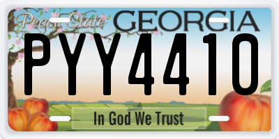 GA license plate PYY4410