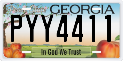 GA license plate PYY4411