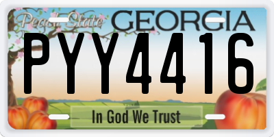 GA license plate PYY4416