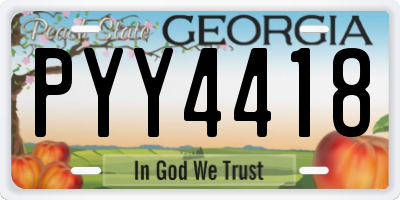 GA license plate PYY4418
