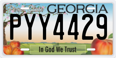 GA license plate PYY4429