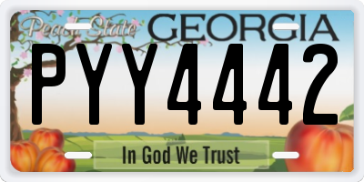 GA license plate PYY4442