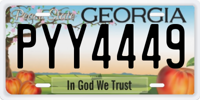 GA license plate PYY4449