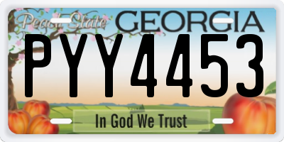 GA license plate PYY4453