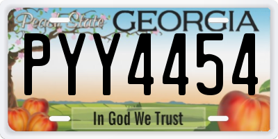 GA license plate PYY4454