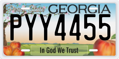 GA license plate PYY4455