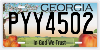 GA license plate PYY4502