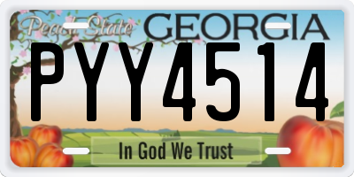 GA license plate PYY4514
