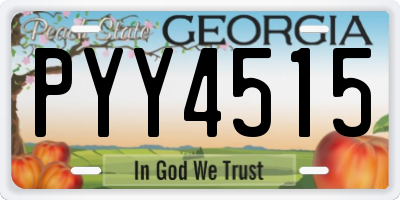 GA license plate PYY4515