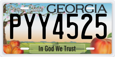 GA license plate PYY4525