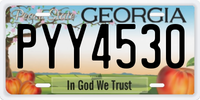 GA license plate PYY4530