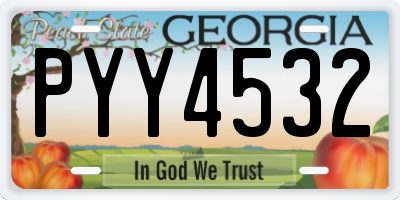 GA license plate PYY4532