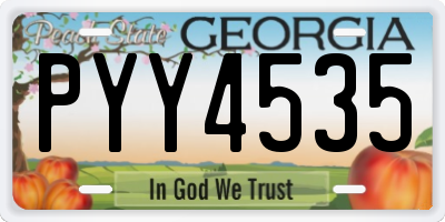 GA license plate PYY4535