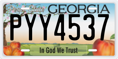 GA license plate PYY4537