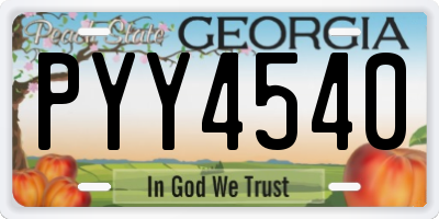 GA license plate PYY4540