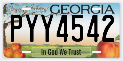 GA license plate PYY4542