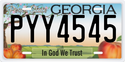 GA license plate PYY4545