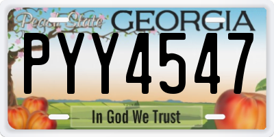 GA license plate PYY4547