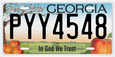GA license plate PYY4548