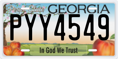 GA license plate PYY4549