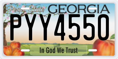 GA license plate PYY4550
