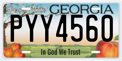 GA license plate PYY4560
