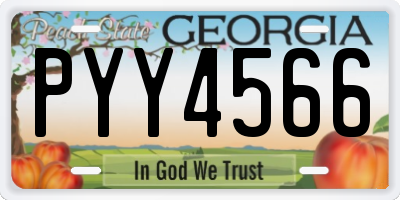 GA license plate PYY4566