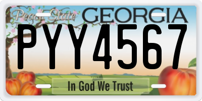 GA license plate PYY4567