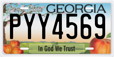 GA license plate PYY4569