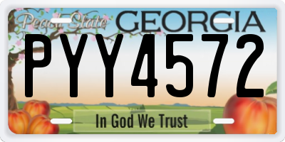GA license plate PYY4572