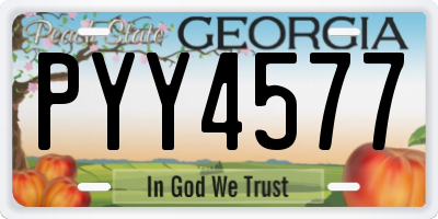 GA license plate PYY4577