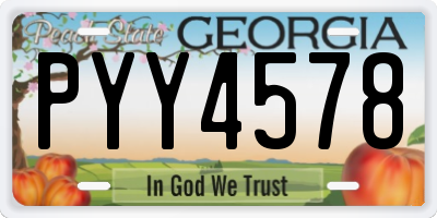 GA license plate PYY4578
