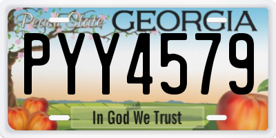 GA license plate PYY4579