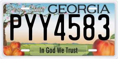 GA license plate PYY4583