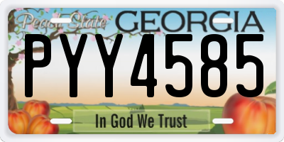 GA license plate PYY4585