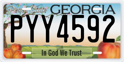 GA license plate PYY4592