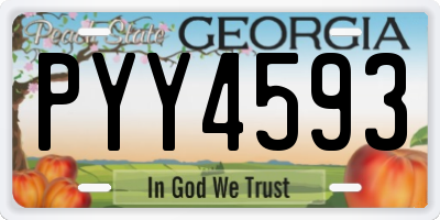 GA license plate PYY4593