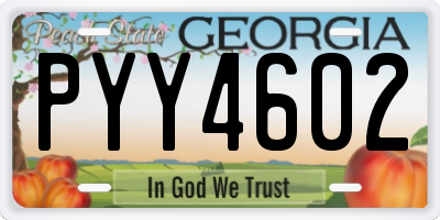 GA license plate PYY4602