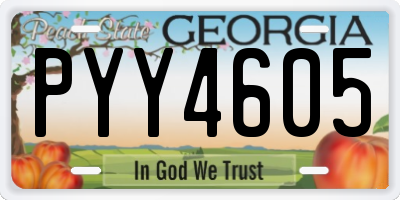 GA license plate PYY4605